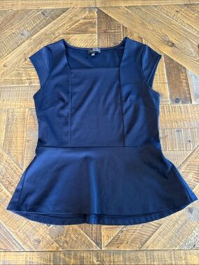 The Limited Navy Square-Neck Peplum Top